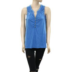 Lilly Pulitzer Essie Tank Tunic Top Smocked Solid Resort Blue Beach XS 280286